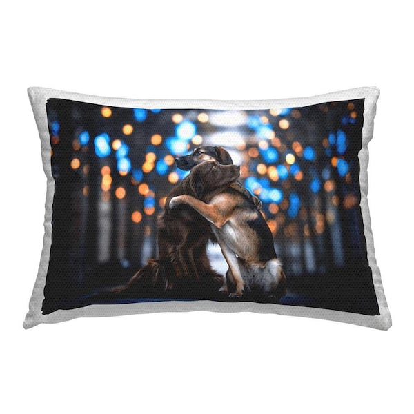 Stupell Industries Hugging Dogs Among Bokeh Outdoor Printed Throw Pillow by Natalie Grosse