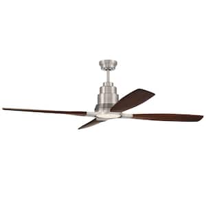 Ricasso 60 in. Indoor Brushed Polished Nickel Ceiling Fan with Integrated LED Light & Remote/Wall Control Included