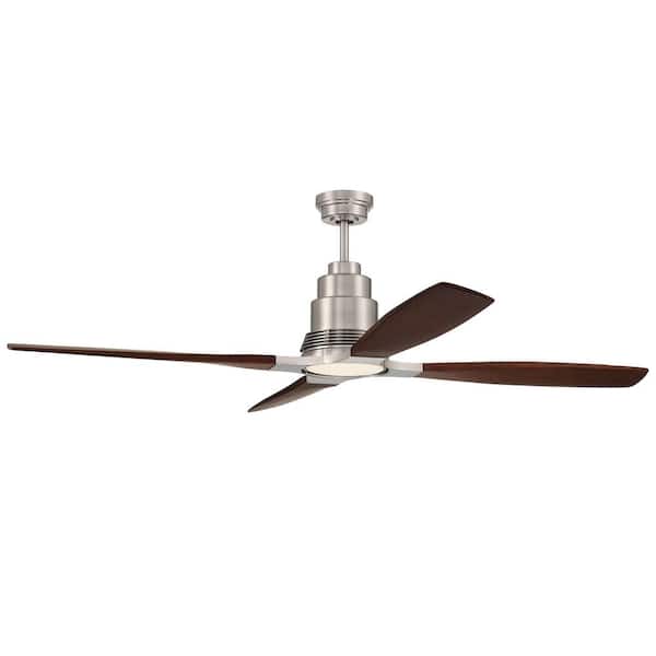 CRAFTMADE Ricasso 60 in. Indoor Brushed Polished Nickel Ceiling Fan with Integrated LED Light & Remote/Wall Control Included