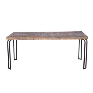 Shelly Natural/Black Metal Dining Table for (Seats of 6)