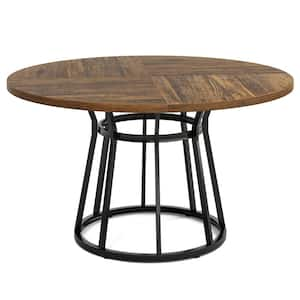 Roesler Vintage Brown Engineered Wood 47.2 in. Pedestal Dining Table Seats 4