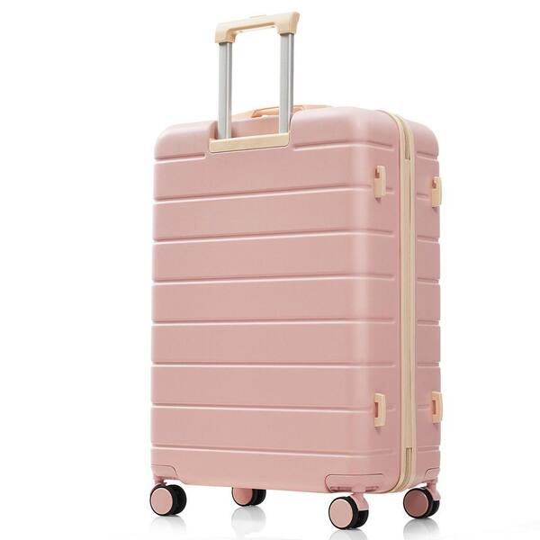 Qualler 3-Piece Pink ABS Travel and TSA Lock Suitcase Luggage Set
