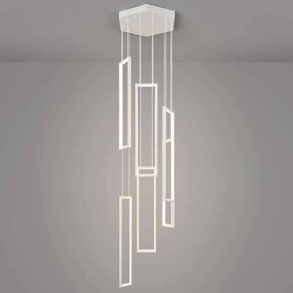 Home Lighting 108Watt 6-Light 6C-White Pendant Lighting LED Rectangle Chandelier for Kitchen