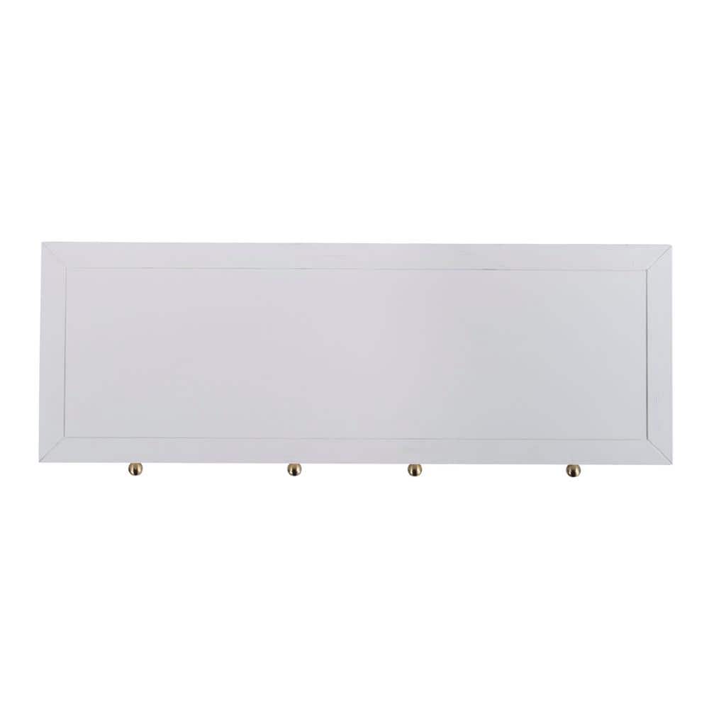White Rectangular Wood Console Table with Storage Drawers