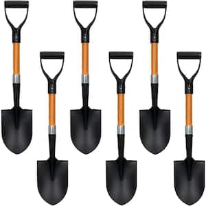 Short Handle Digging Shovel 27 in. Length Sturdy Shovel Fiberglass Handle Metal Blade Ashman Garden Shovel (6-Pack)