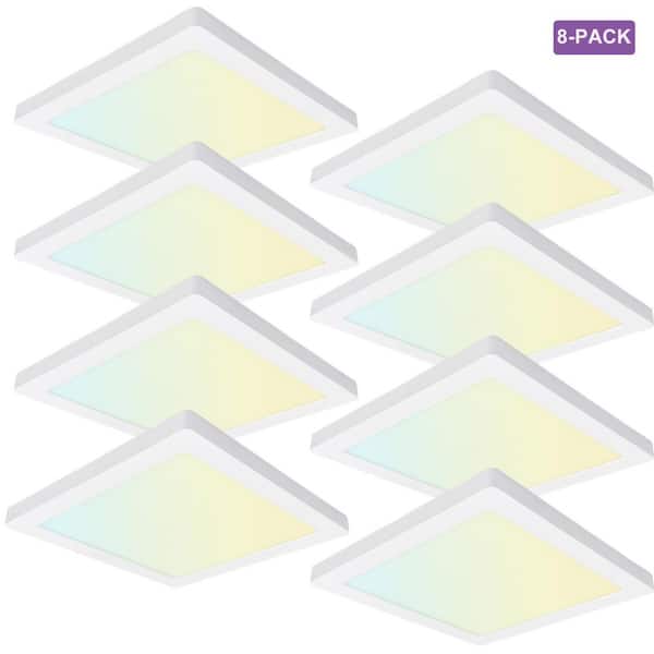 Sofiton 8-Pack 7 in. White New Ultra-Low Profile Integrated LED Flush Mount Light 3CCT Selectable Slim Ceiling Light
