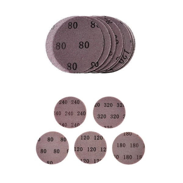 50-Pieces 5 in. Mesh Abrasive Sanding Discs,Grit 80/120/180/240/320,Anti-Clogging Ceramic for Paint Removal,2025 Upgrade