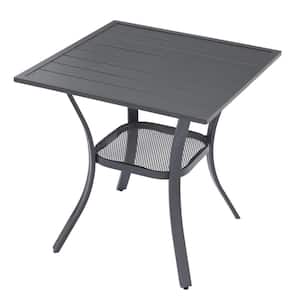 Grey Small Square Metal Outdoor Dining Table for Lawn Garden