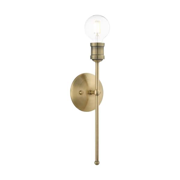 AVIANCE LIGHTING Beckford 5 in. 1-Light Antique Brass ADA Wall Sconce