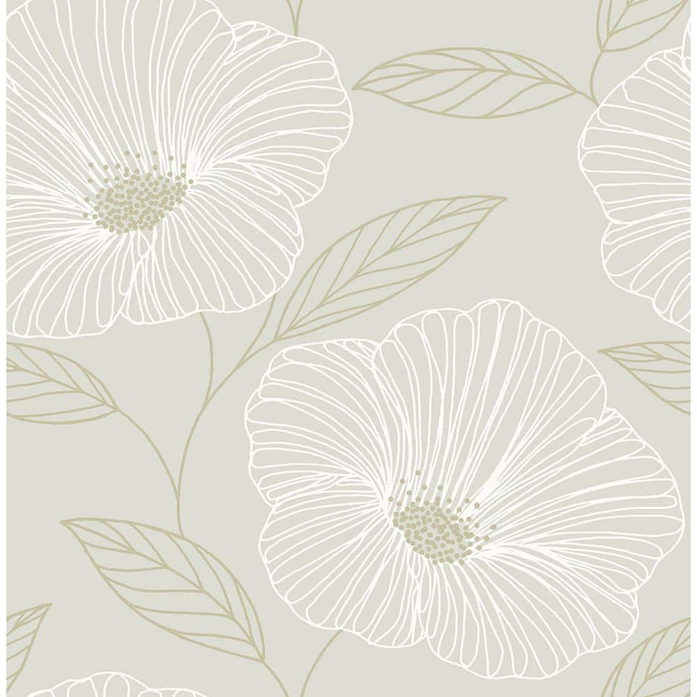 Mythic Dove Floral Non-Woven Wallpaper Sample in White and Gold