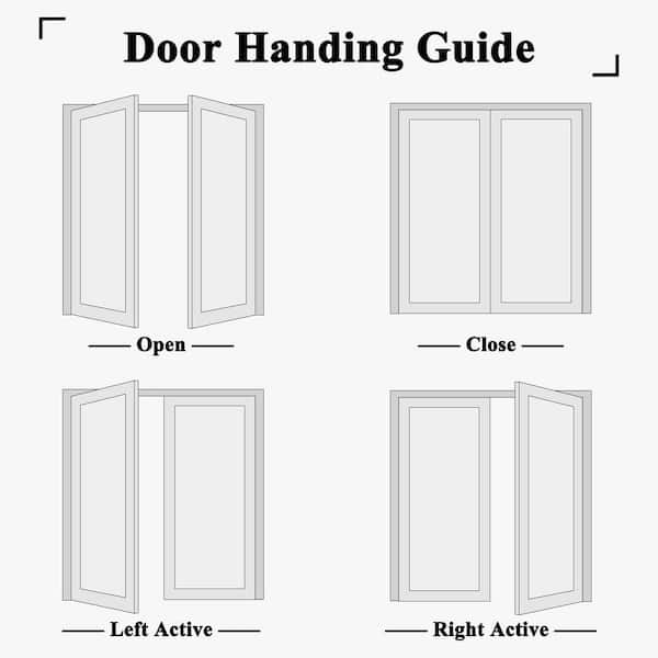 56 in. x 80 in. 1-Lite Clear Glass Universal White Solid Core MDF Double Prehung French Door w/Separate Jamb&Ball Catch