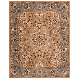 Classic Beige/Light Blue 10 ft. x 14 ft. Border Area Rug