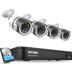 8-Channel 5MP POE 2TB NVR Security Camera System with 4 5MP Wired Outdoor Cameras, Human Detection, 2-Way Talk