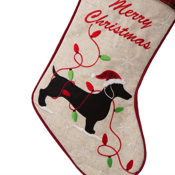 Glitzhome 2-pk 21 Fabric Christmas Dachshund Stocking