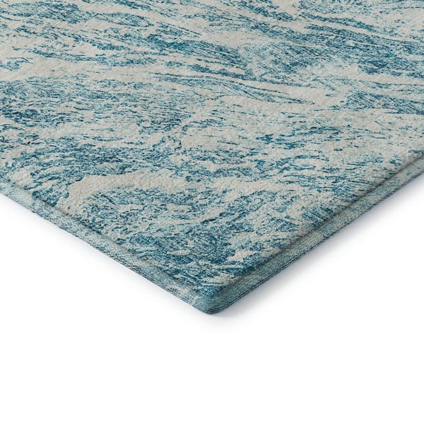 Mayfield Premium Machine Washable Abstract AMF971 Teal 10 ft. x 14 ft. Area Rug