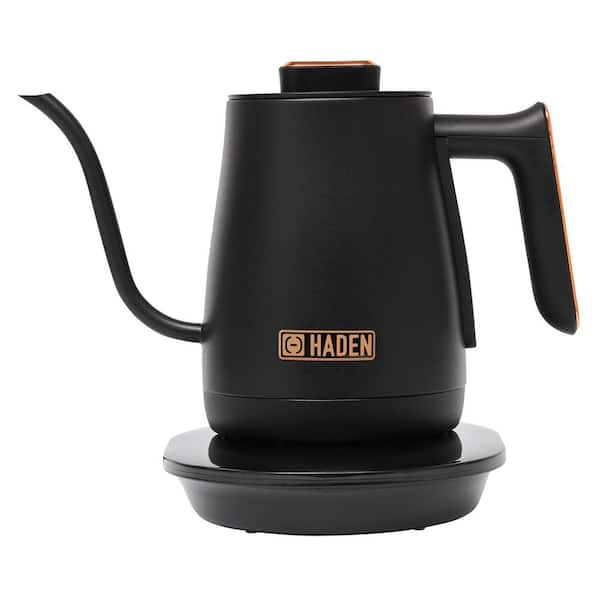HADEN Gooseneck 3 Cup Black/Copper Cordless Electric Pour Over Kettle with Boil Dry Protection and Keep Warm Function