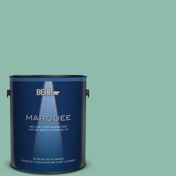 BEHR MARQUEE 1 gal. #MQ6-37 Mild Evergreen One-Coat Hide Satin Enamel Interior Paint & Primer