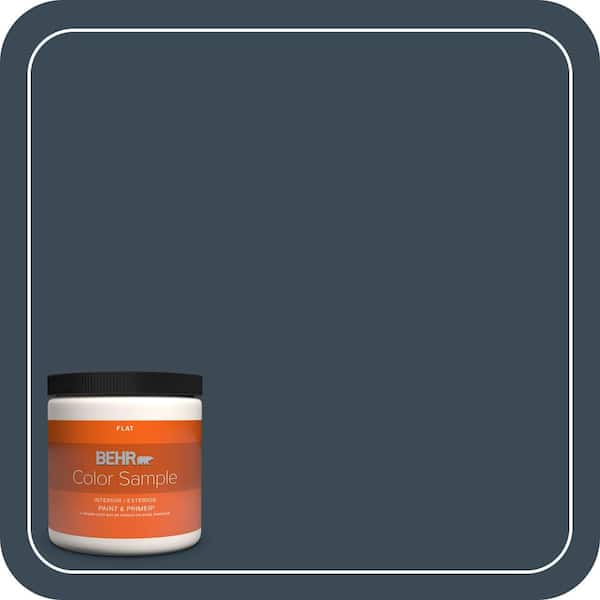 BEHR PREMIUM PLUS 8 oz. #BXC-26 New Navy Blue Flat Interior/Exterior Paint & Primer Color Sample