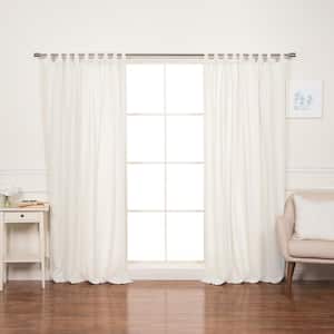 52" W X 96" L 100% Linen Silver Tab Top Curtain Set in White