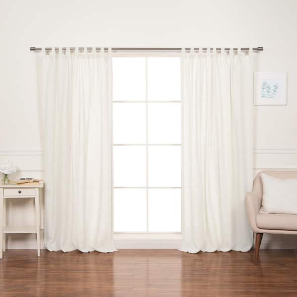 Best Home Fashion 52" W X 96" L 100% Linen Silver Tab Top Curtain Set in White
