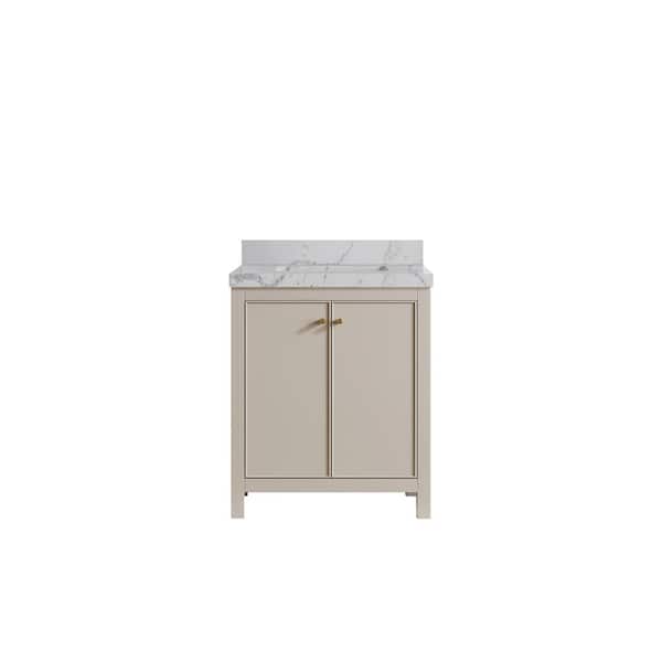 Willow Collections Chicago 30 in. Single Sink Freestanding Fine Grain Bath Vanity with Venatino Qt. Top Unassembled