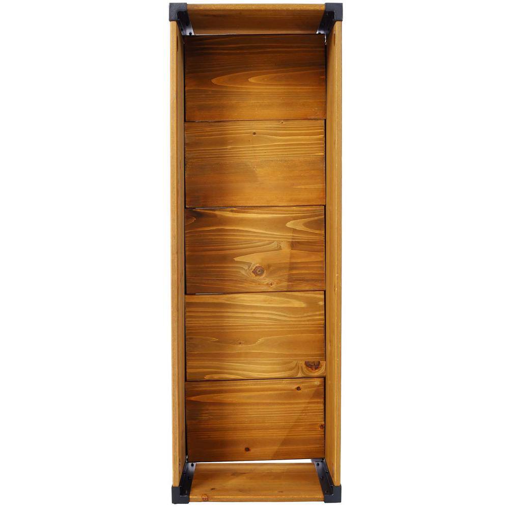 37 in. Brown Fir Wood Rectangular Raised Garden Bed with Black Steel Legs