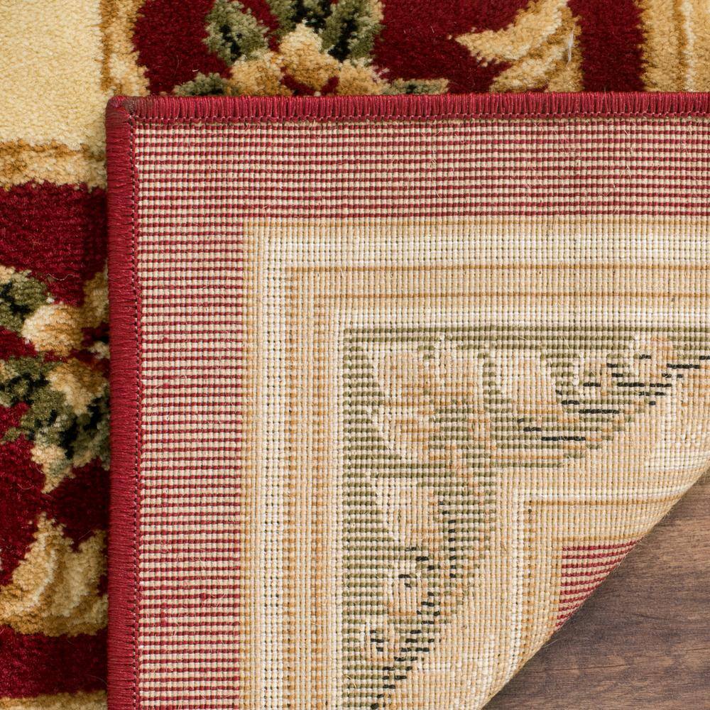 Red and Ivory Synthetic Safavid Style Area Rug