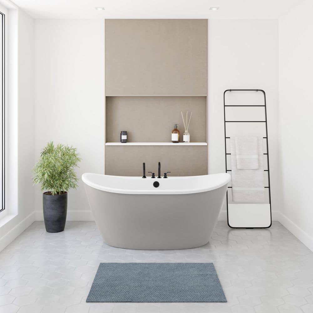 Delsia AcrylX 60 in. x 32 in. Freestanding Soaking Bathtub with Center Drain in White with Sterling Silver Skirt price history on PriceWatchPro
