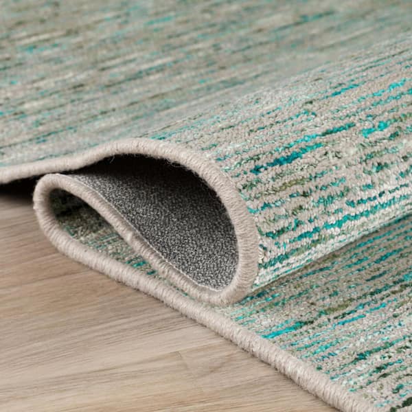 2 X 8 Green, Ivory Solid Color Runner Rug