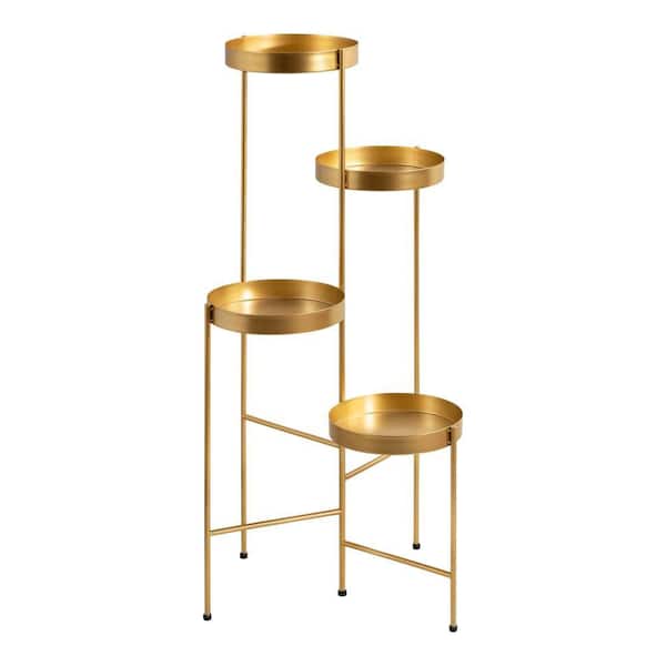 Finn 11 in. Gold Round Indoor Plant Stand