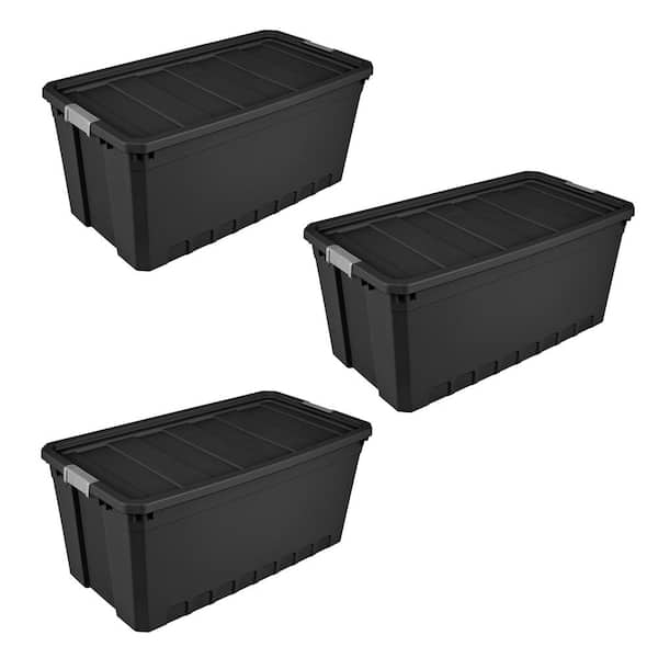 Sterilite Adult 40 Gallon Metal Wheeled Industrial Storage Box Tote, Black, 2 Count, Size: 36 3/4 Large x 21 3/8 W x 18 H