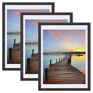 12x16 Charcoal Grey Picture Frame 3 Pack, Poster Frames with Detachable Mat for 11x14 Prints