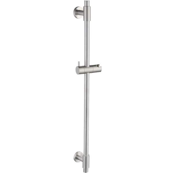Shower Slide Bar 30 in. x 0.87 Diameter Exposed Screw Adjustable Handheld Holder SUS 304 Stainless Steel Brushed Finish