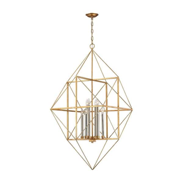 Titan Lighting Connexions 8-Light Antique Gold and Silver Leaf Pendant