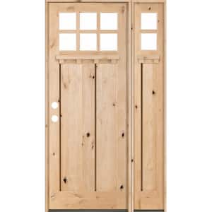 50 in. x 96 in. Craftsman Knotty Alder 3 PNL 6 Lt DS Unfinished Right-Hand Inswing Prehung Front Door/Right Sidelite