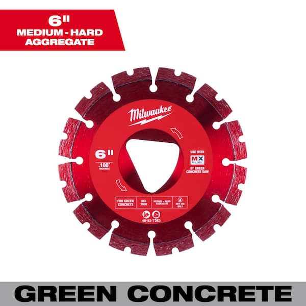 Milwaukee Red 6 in. x .100 in. Green Concrete Cutting Segmented Rim Diamond Blade (1-Pack)
