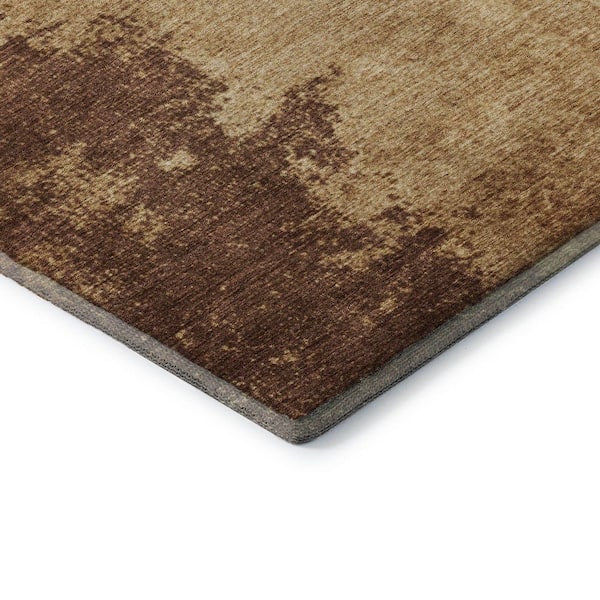 Mayfield Premium Machine Washable Abstract AMF1913 Mocha 2 ft. 3 in. x 7 ft. 6 in. Runner Rug