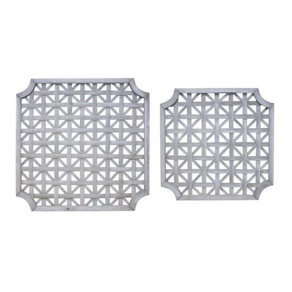 HomeRoots 27.25 in. x 27.25 in. Grey Geometric Solid Wood Wall Art 2-Piece