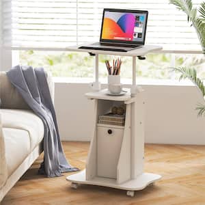 21.5 in. Rectangle White Wood 3-Drawer Desk with Storage Adjustable Height