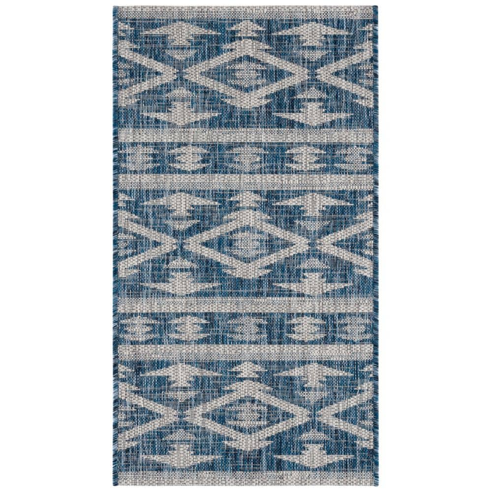 Courtyard Navy/Gray 2 ft. x 4 ft. Geometric Striped Diamond Indoor/Outdoor Area Rug price history on PriceWatchPro