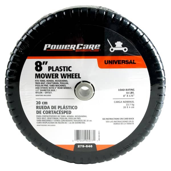 Powercare 8 in. x 1.75 in. Universal Plastic Wheel for Lawn Mowers