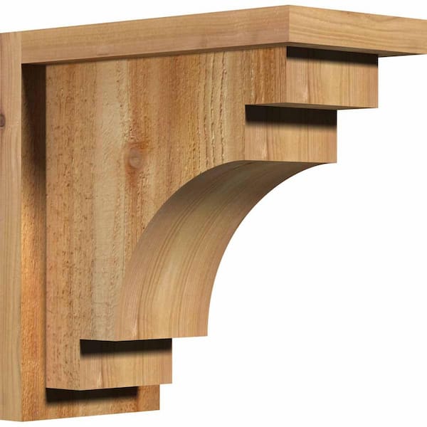 Ekena Millwork 6 in. x 12 in. x 12 in. Western Red Cedar Mediterranean Rough Sawn Corbel with Backplate