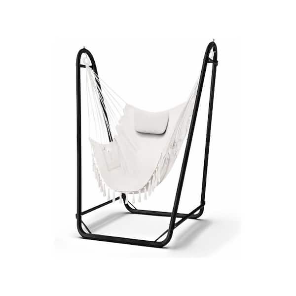 5 ft. Hammock Chair Swing Hammock with Stand in White