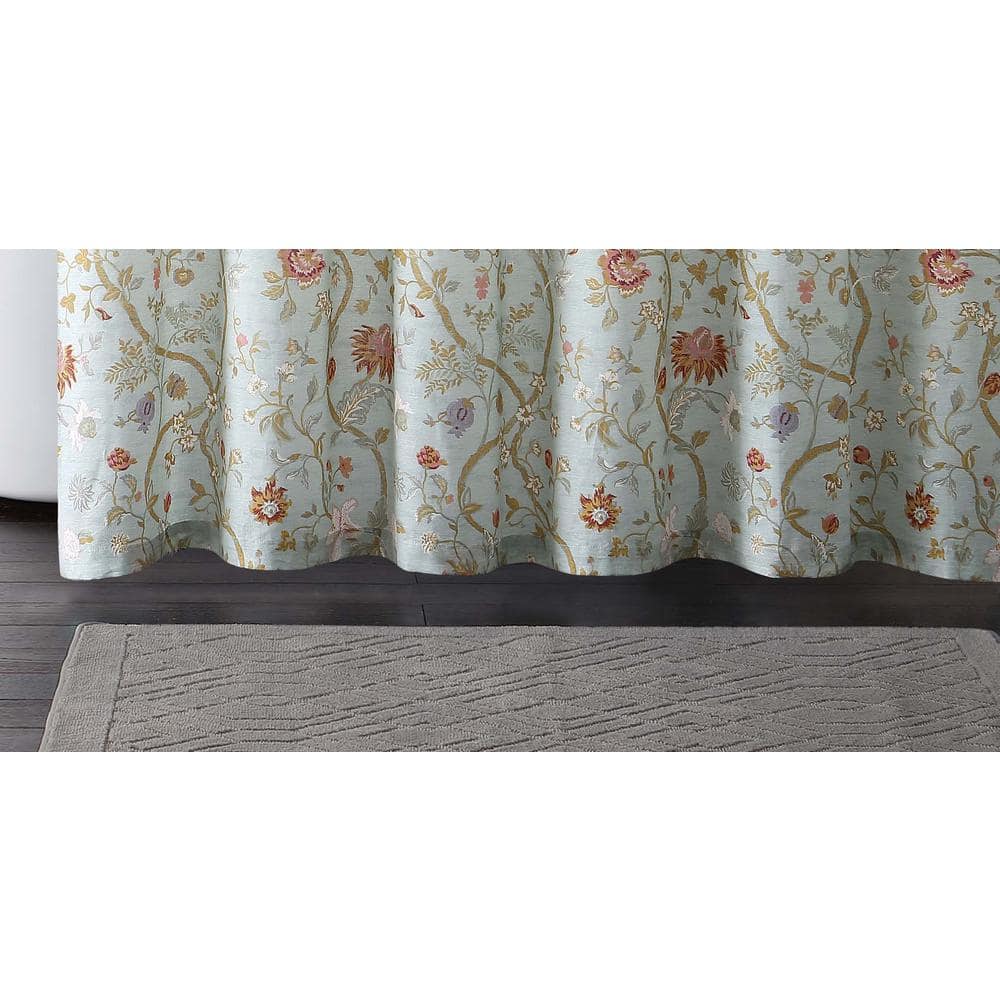 Bedford Blue Floral Cotton Shower Curtain with Liner