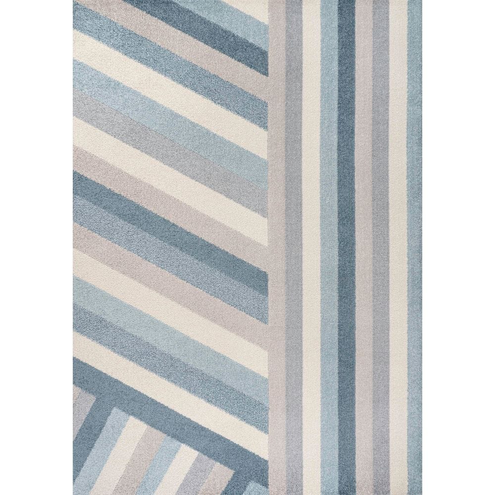 Retro Rainbow Contemporary Stripe Blue/Cream/Gray 5 ft. x 8 ft. Area Rug price history on PriceWatchPro