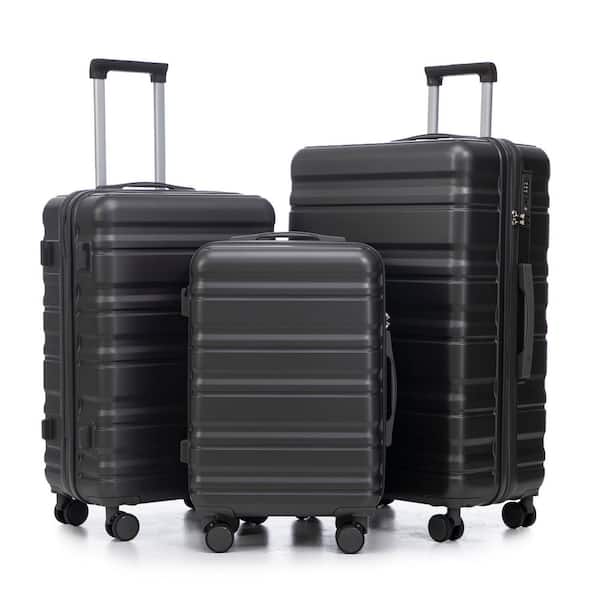 Tatahance 3-Piece Dark Gray ABS Hardside Spinner Luggage Set with TSA Combination Lock (20 in. /24 in. /28 in. )
