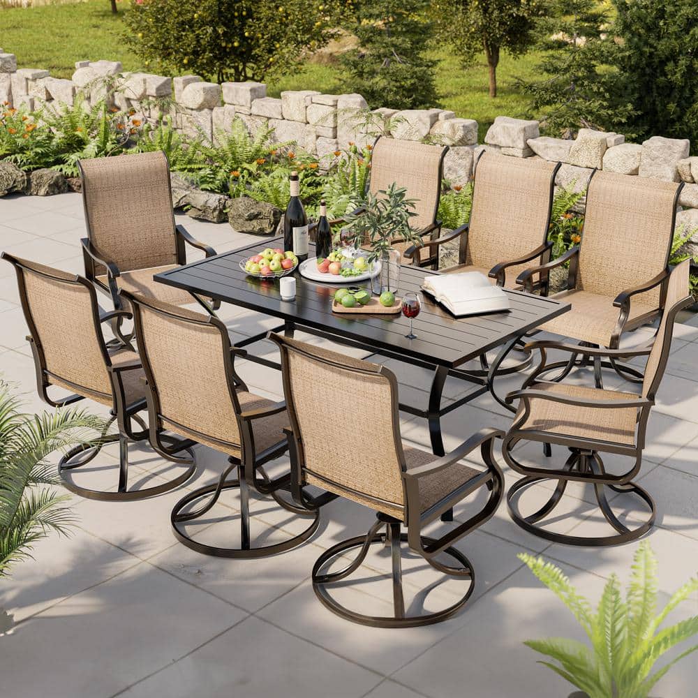 Metal Swivel Outdoor Dining Rocking Chair (Set of 8)