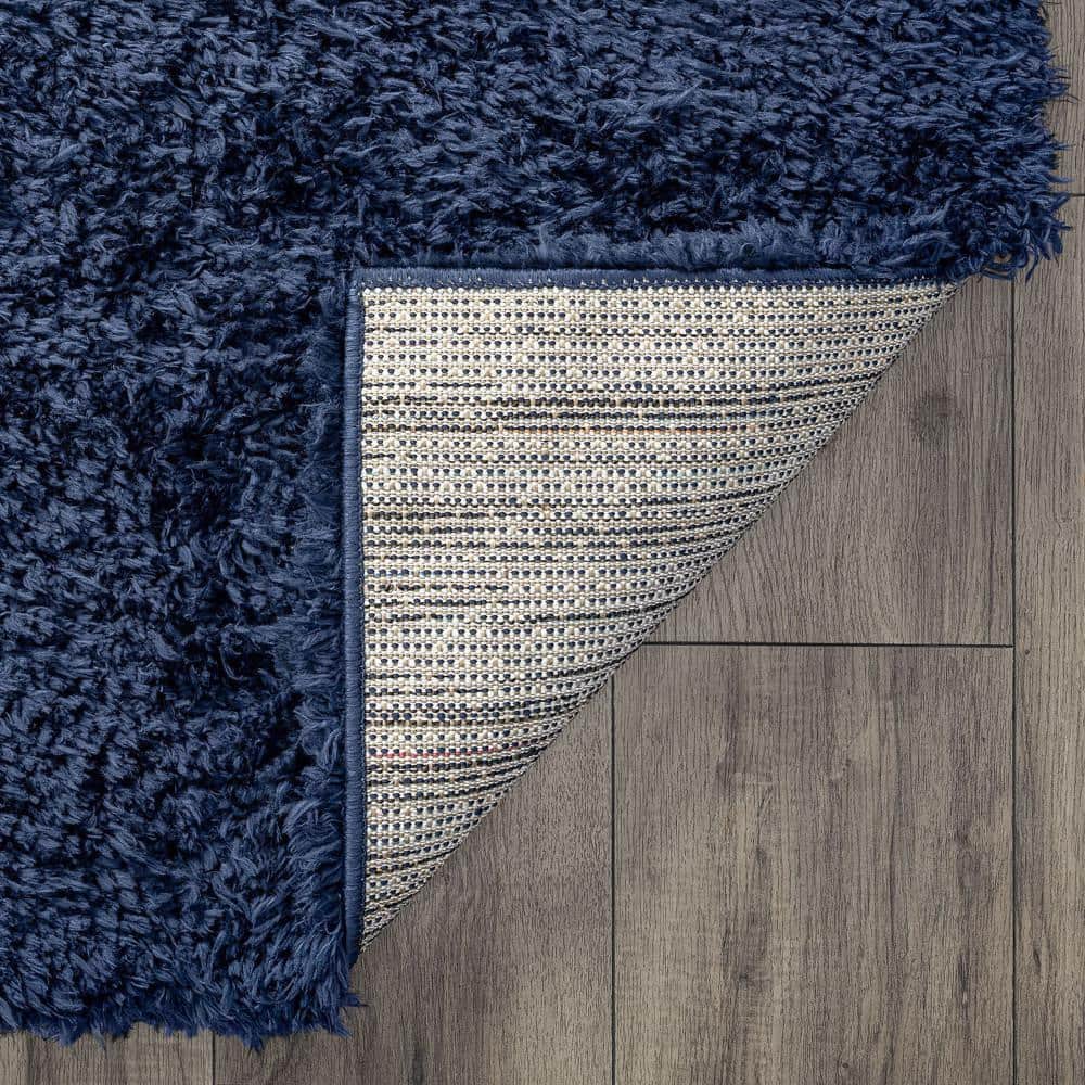 Navy Blue 5x8 Synthetic Shag Rectangular Rug