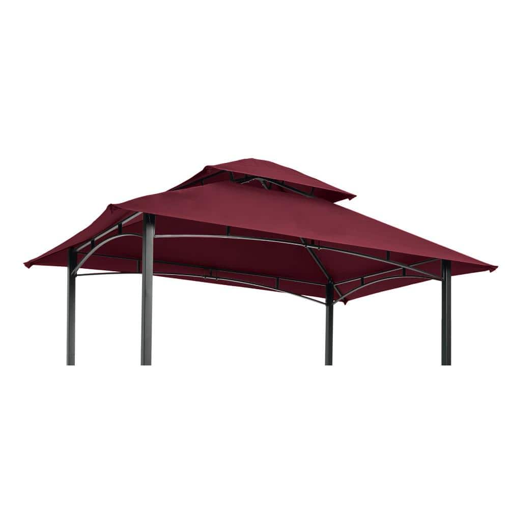 8 ft. x 5 ft. Rectangular 2-Tier Grill Gazebo Replacement Canopy BBQ Tent Top Cover in Burgundy price history on PriceWatchPro