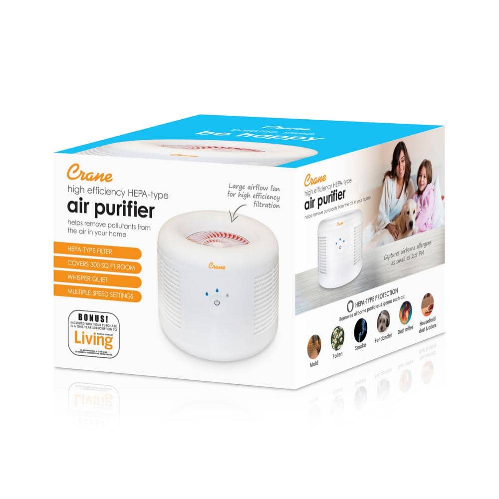 Compact White HEPA Table-Top Air Purifier with Touch Controls